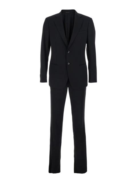 GIORGIO ARMANI Giorgio Armani Single-Breasted Virgin Wool Pant Suit — Black
