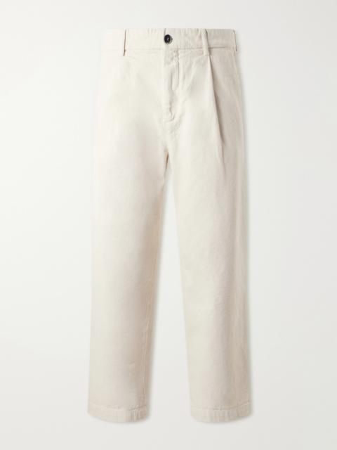 BARENA Straight-Leg Pleated Cotton-Drill Trousers
