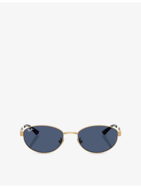 Ray-Ban RB3774D Oval-Frame Metal Sunglasses