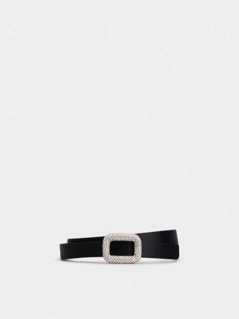 Roger Vivier Viv' Choc Strass Buckle Belt in Satin