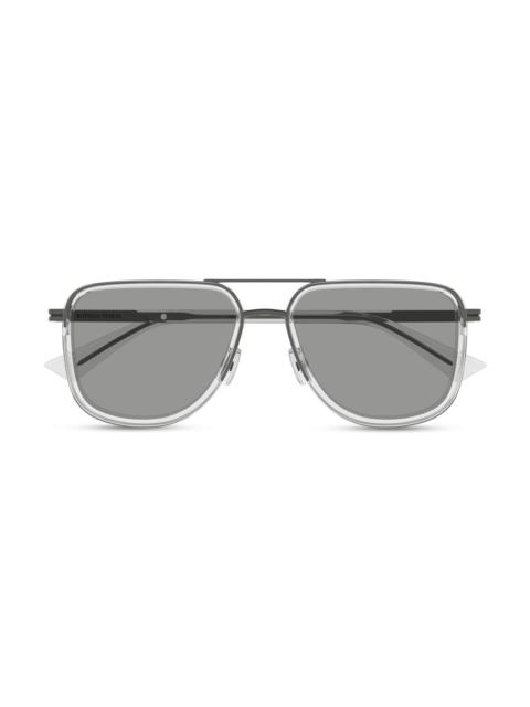 Bottega Veneta Men's 56MM Navigator Metal Sunglasses - Silver Grey