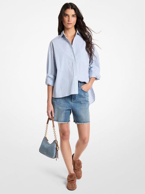 MICHAEL KORS Striped Stretch Cotton Blend Shirt