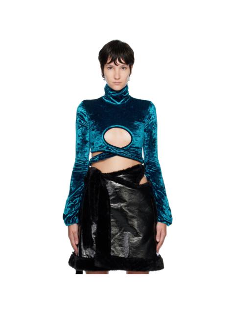 OTTOLINGER Blue Wrap Loop Turtleneck