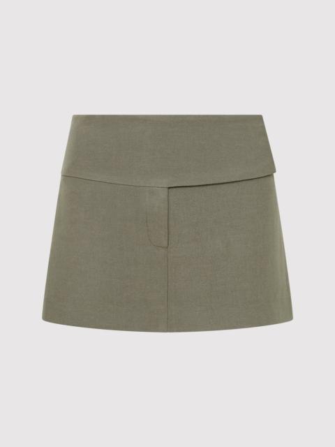 ST. AGNI Wide Waistband Mini Skirt - Smokey Olive