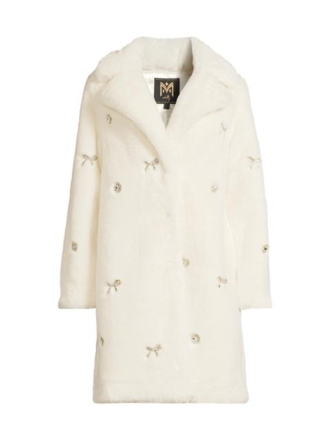 MILLY Women's Jewel-Trimmed Faux Fur Coat - Ivory