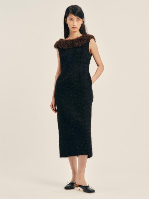 Simone Rocha Faux Fur Detail Portrait Bustle Dress
