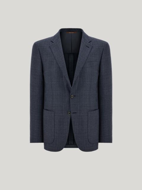 Canali BLUE AND GREEN SILK AND CASHMERE MODERN-FIT OVERCHECK KEI JACKET