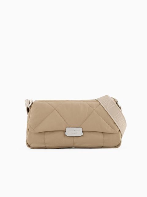 EMPORIO ARMANI LARGE BAGUETTE SHOULDER BAG IN MATELASSÉ NYLON