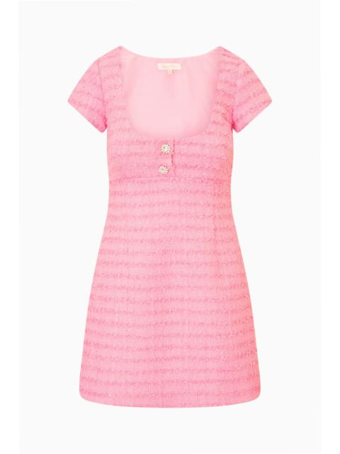 LoveShackFancy Pink Tila Tweed Mini Dress