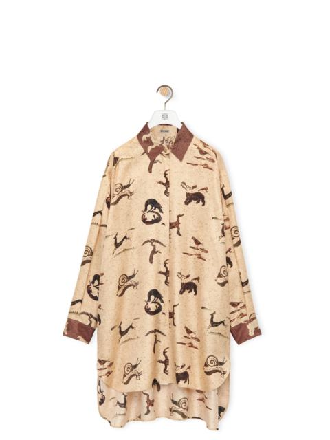 Animal print oversize shirt in silk