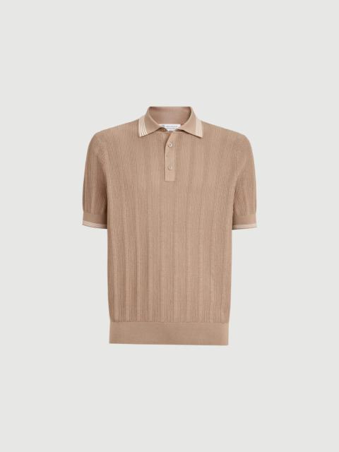 Brunello Cucinelli Cotton textured rib knit polo