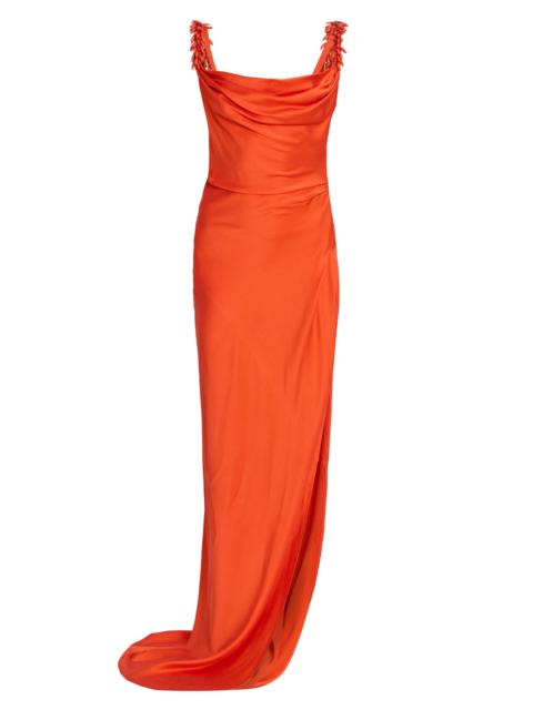 Balmain Women's Embroidered Straps Fluid Cocktail Dress - Rouge