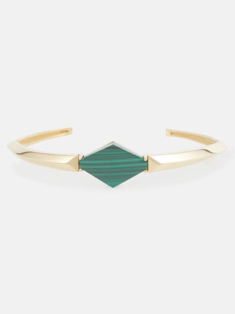 ALIITA Deco Rombo 9kt gold arm cuff with malachite