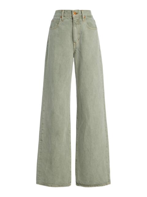SLVRLAKE Grace Hem Rigid High-Rise Wide-Leg Jeans green