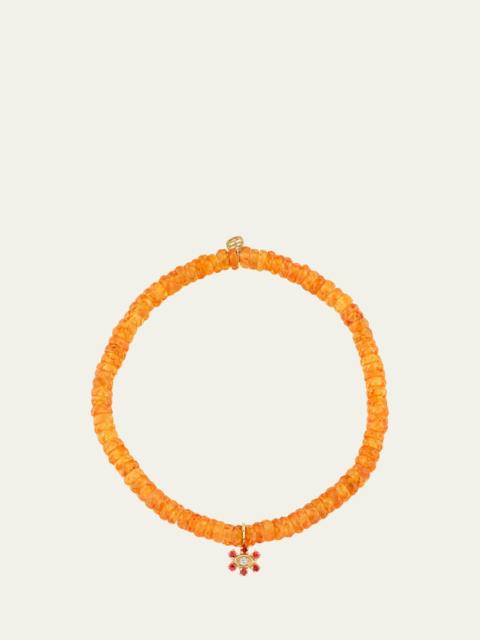 SYDNEY EVAN 14K Evil Eye Flower on Orange Spessartite Bracelet
