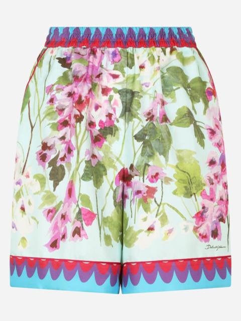 Dolce & Gabbana Bluebell-print twill shorts with piping