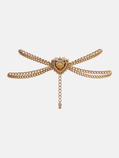 Dolce & Gabbana DG faux pearl-embellished chain belt