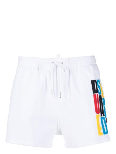 DSQUARED2 logo-print towelled swim shorts
