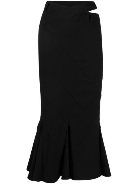 ANDREĀDAMO flared-hem flannel midi skirt