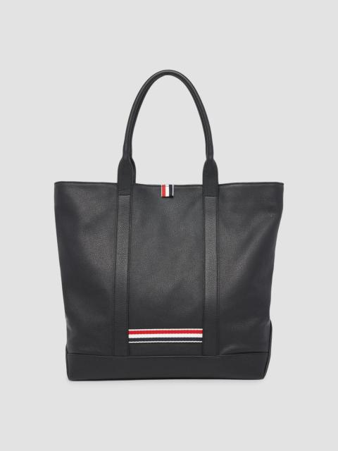 Thom Browne Men's Striped-Detail Pebbled Leather Tote Bag - Black