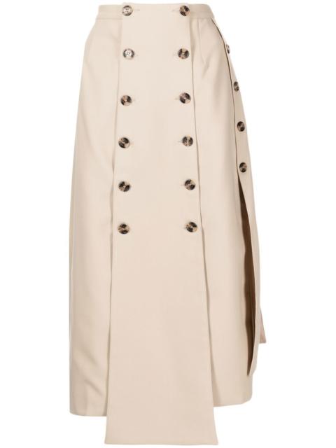 rokh button detail panelled skirt