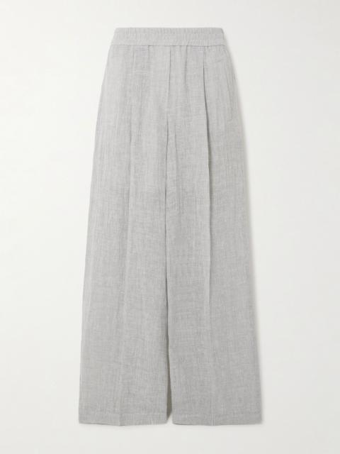 Brunello Cucinelli Crinkled linen-blend wide-leg pants Gray