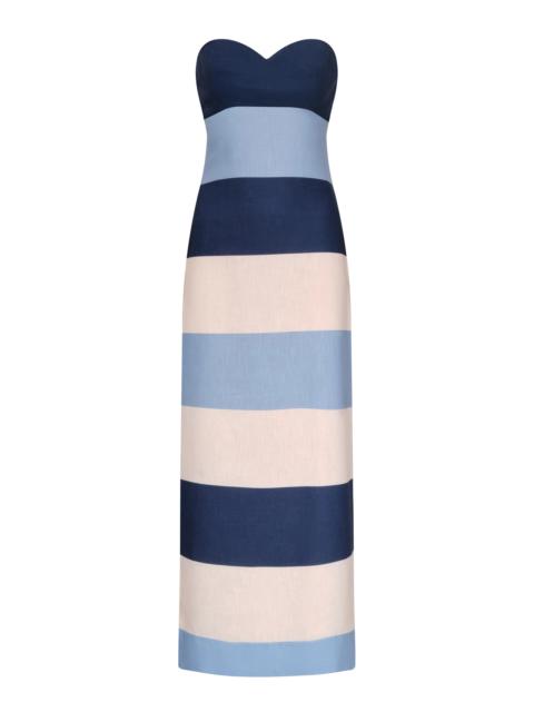 ANDRES OTALORA Sono Veri Striped Linen Maxi Dress print