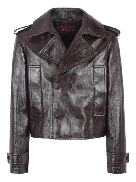 GUCCI double-breasted leather jacket