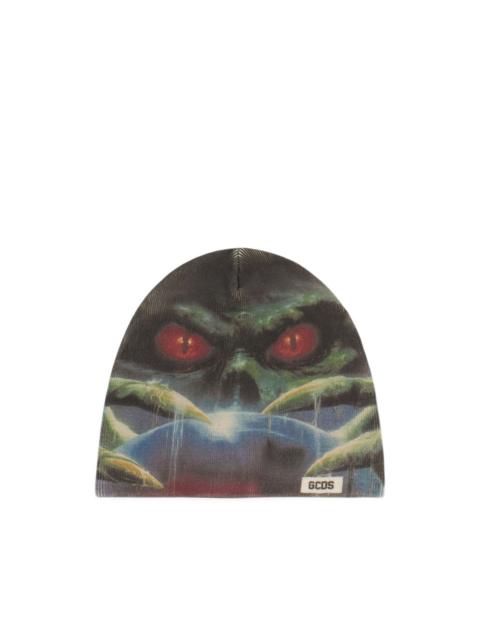 GCDS Gothic graphic-print beanie hat