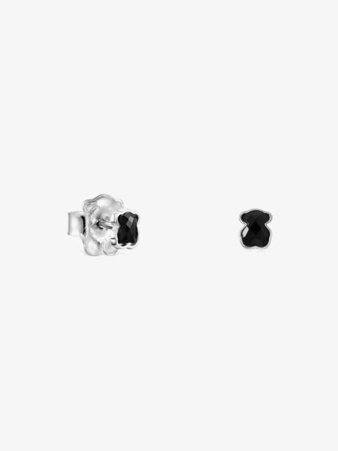 TOUS TOUS Mini Onix Earrings in Silver with Onyx 0,4cm.