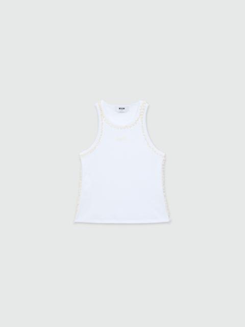 MSGM White jersey tank top