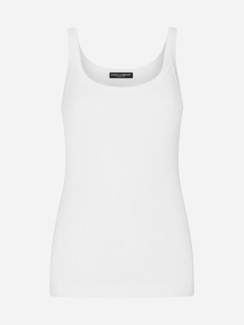 Fine-rib cotton singlet
