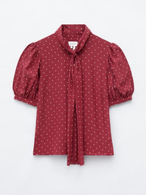 & Other Stories Printed Tie-Neck Silk Blouse