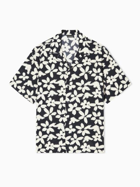 EMPORIO ARMANI FLOWER EAGLE PATTERN BEACHWEAR SHIRT