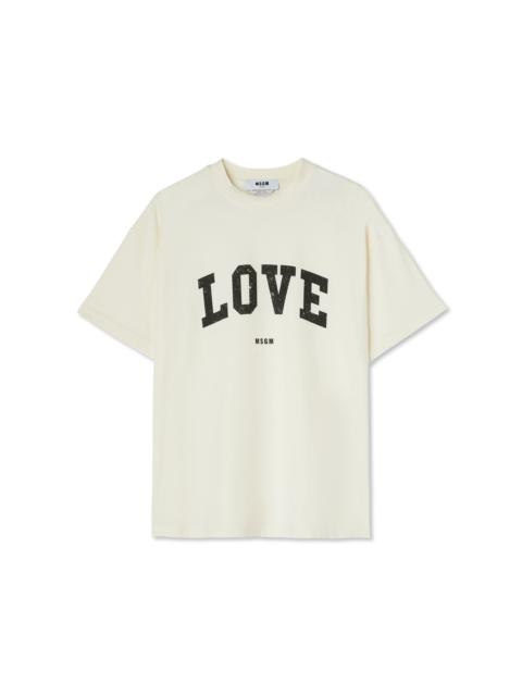 Cotton crewneck t-shirt with "Msgm Love College Print"