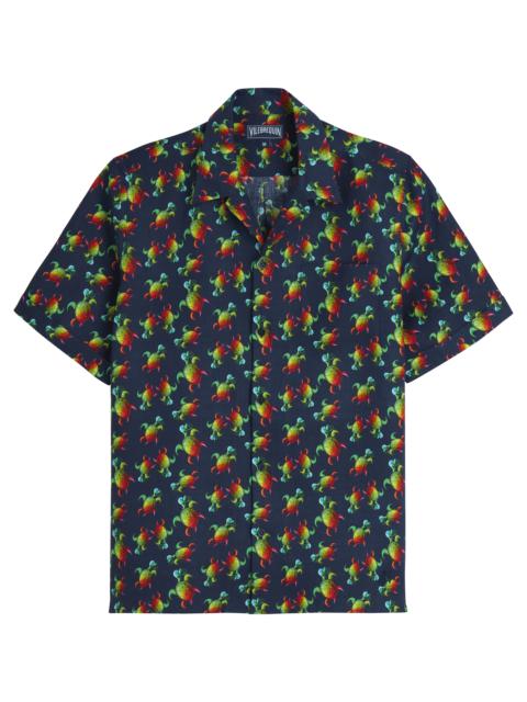 Men Linen Bowling Shirt Tortues Rainbow Multicolor - Vilebrequin x Kenny Scharf
