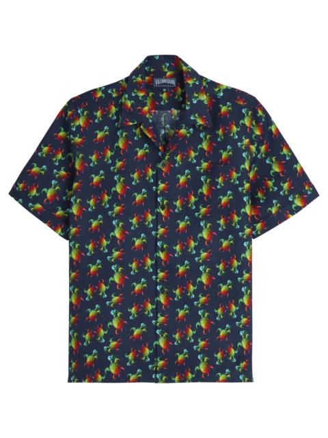 Vilebrequin Men Linen Bowling Shirt Tortues Rainbow Multicolor - Vilebrequin x Kenny Scharf