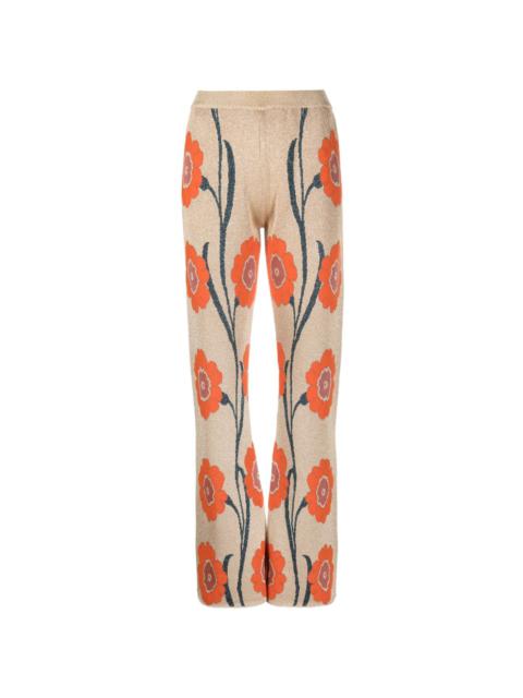La DoubleJ floral-jacquard straight-leg trousers