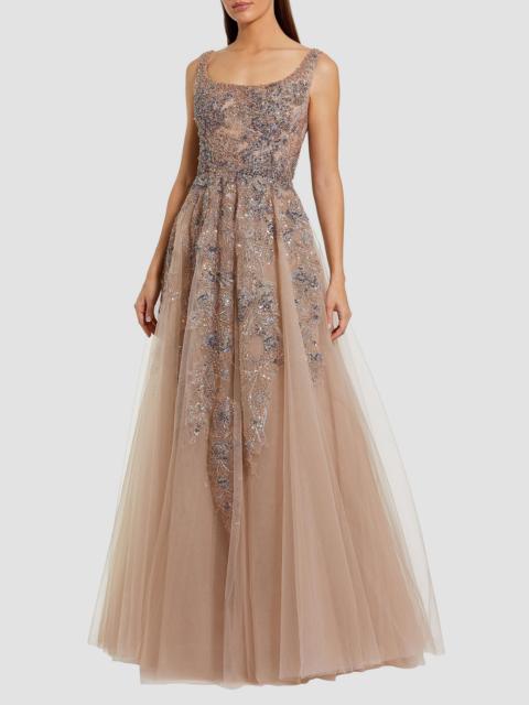 MAC DUGGAL Women's Embellished Fit & Flare Tulle Gown - Mocha