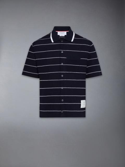 Thom Browne STRIPE WAFFLE SHORT SLEEVE SHIRT
