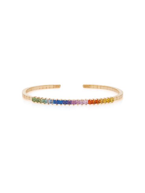 SUZANNE KALAN Rainbow Princess-Cut 18K Rose Gold Sapphire Bangle