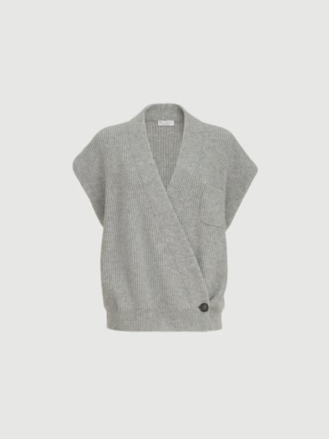 Brunello Cucinelli Cashmere English rib wrap cardigan