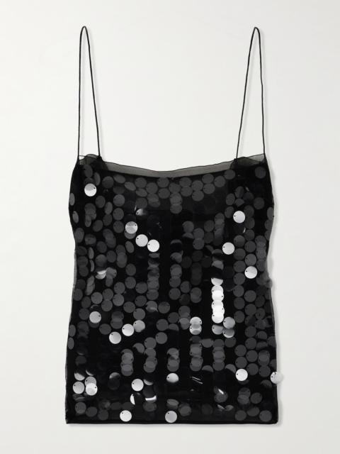 16ARLINGTON Suero Paillette-embellished Chiffon Top