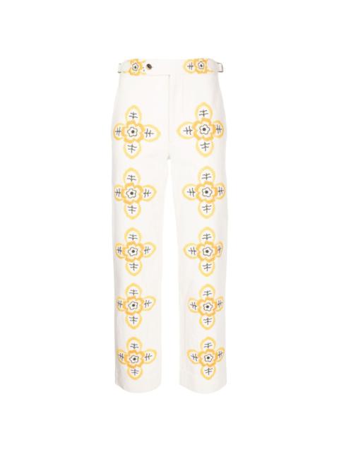 Buttercup embroidered straight-leg trousers
