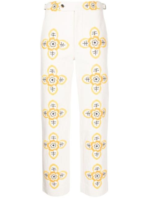 BODE Buttercup embroidered straight-leg trousers