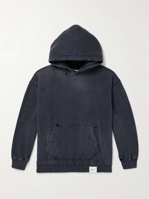 NEIGHBORHOOD Savage Logo-Print Distressed Cotton-Jersey Hoodie