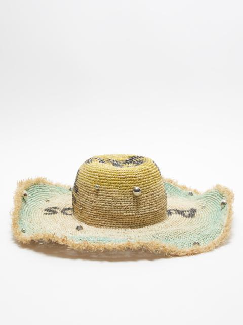 Raffia wide brim hat - Straw yellow