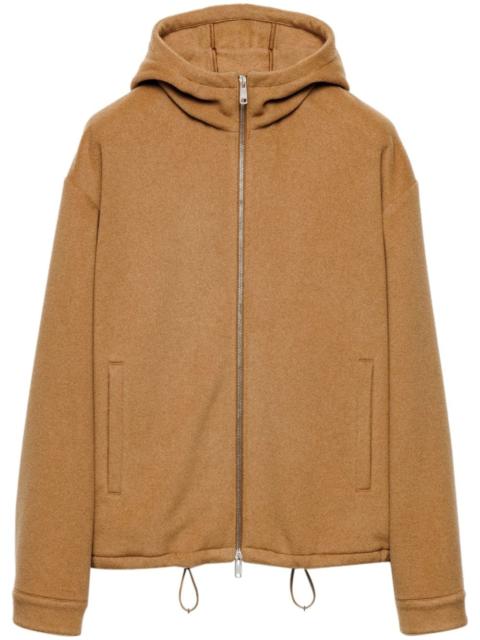 Prada camel-hair hoodie jacket