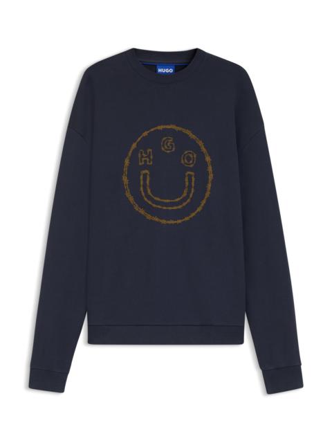 HUGO COTTON-TERRY SWEATSHIRT WITH HAPPY HUGO PRINT