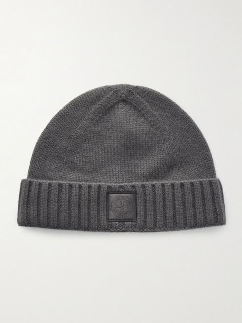 Stone Island STONE ISLAND GHOST Logo-Appliquéd Cashmere Beanie Gray